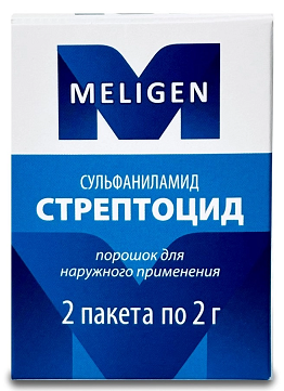 Стрептоцид, порошок для наружного применения 2г, пакет 2 шт