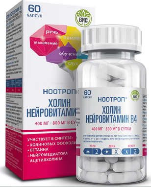 Ноотроп холин (нейровитамин в 4), капсулы 60 шт БАД
