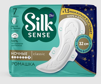 Ола (Ola) прокладки Silk Sense Classic Night ромашка, 7 шт