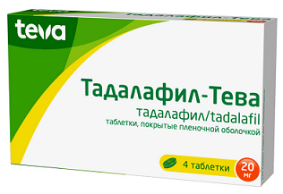 Тадалафил-Тева, таблетки, покрытые пленочной оболочкой 20мг 4шт