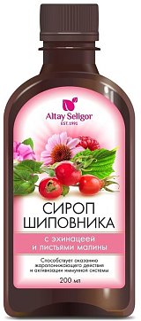 Altay Seligor (Алтай селигор) шиповника с эхинацеей и листьями малины от простуды, флакон 200мл