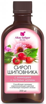 Купить altay seligor (алтай селигор) шиповника с эхинацеей и листьями малины от простуды, флакон 200мл в Ваде