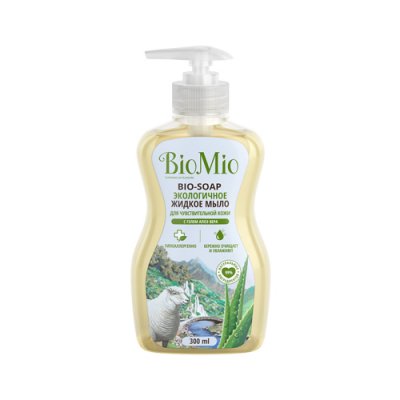 Купить biomio (биомио) мыло жидкое с гелем алоэ вера для чувствительной кожи увлажняющее, 300мл в Ваде