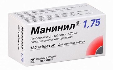 Манинил 1,75, таблетки 1,75мг, 120 шт