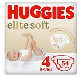 Купить huggies elitesoft (хаггис) подгузники 4, 8-14кг, 54 шт в Ваде