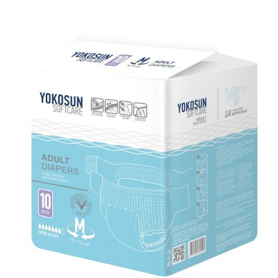 Купить yokosun (йокосан) подгузники на липучках для взрослых размер m, 10шт (объем 75-112см) в Ваде