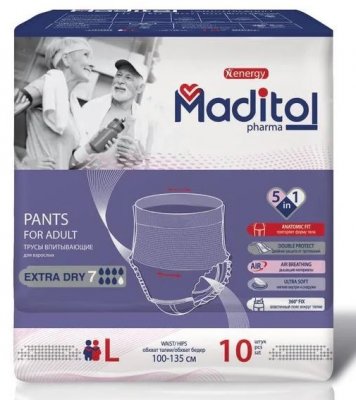 Купить мадитол (maditol) трусы для взрослых  размер l, 10 шт в Ваде