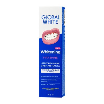 Купить глобал вайт (global white) зубная паста отбеливающая max shine, 100г в Ваде