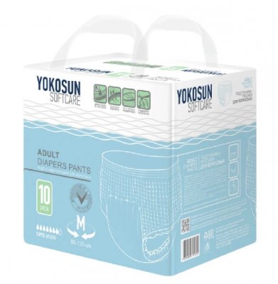 Купить yokosun (йокосан) подгузники-трусики для взрослых размер м (объем 80-120см) 10 шт в Ваде