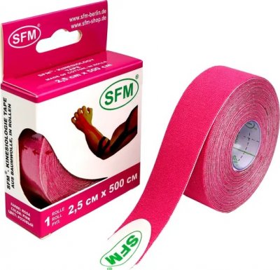 Купить лента (тейп) кинезиологическая sfm-plaster на хлопковой основе  2,5см х 5м розовый в Ваде