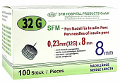 Купить иглы sfm для для инсулиновых инжекторов (пен ручек) 32g (0,23мм х 8мм) 100 шт в Ваде