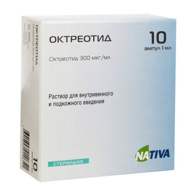 Купить октреотид, раствор для внутривенного и подкожного введения 300 мкг/мл, ампула 1мл, 10 шт в Ваде