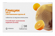 Купить глицин с витаминами в витатека, таблетки для рассасывания со вкусом апельсина 30шт бад в Ваде
