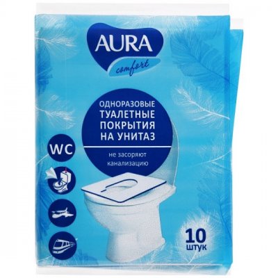 Купить aura (аура) покрытие на сиденье унитаза одноразовое бумажное 10шт в Ваде