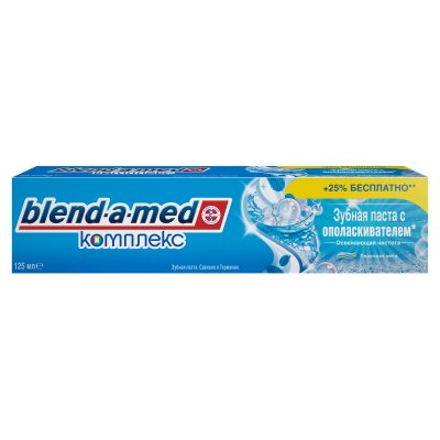 Купить бленд-а-мед (blend a med) зубная паста с ополаскивателем освежающая чистота перечная мята 125мл в Ваде