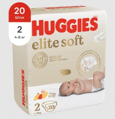 Купить huggies (хаггис) подгузники elitesoft 2, 4-6кг 20 шт в Ваде