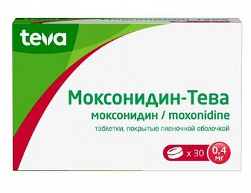 Моксонидин-Тева, таблетки покрытые пленочной оболочкой 0,4 мг, 30 шт