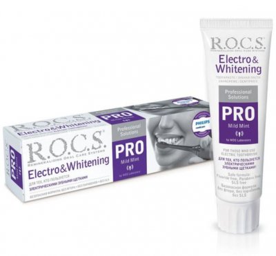 Купить рокс (r.o.c.s) зубная паста pro electro & whitening mild mint, 135г в Ваде