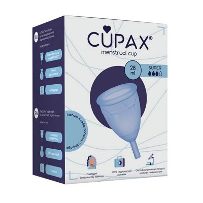 Купить капакс (cupax) чаша менструальная силиконовая супер 28мл голубая, 1 шт в Ваде