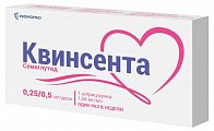 Купить квинсента, раствор для подкожного введения 0,25/0,5 мг/доза 1,5мл шприц-ручка 1шт, в комплекте с иглами 6шт в Ваде