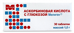 Купить аскорбиновая к-та с глюкозой мелиген, таблетки массой 1г 30шт бад в Ваде