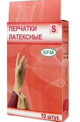 Купить перчатки sfm смотровые нестерильные латексные неопудрен текстурир размер s, 10 штук, натуральные в Ваде