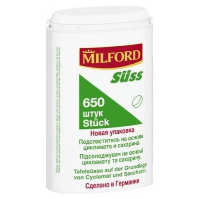 Купить milford (милфорд) заменитель сахара зюсс, таблетки, 650 шт в Ваде