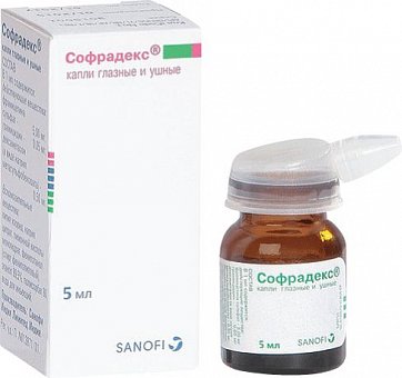 Софрадекс, капли глазные и ушные, флакон 5мл