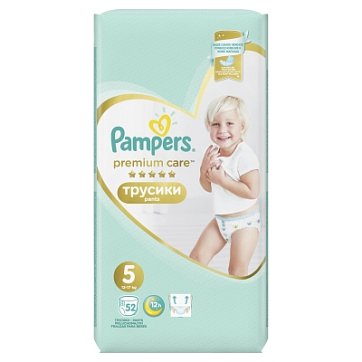 Pampers Premium Care (Памперс) подгузники-трусы 5 юниор 12-17кг, 52шт