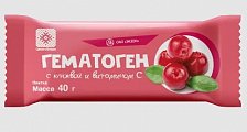 Гематоген с клюквой и витамином С, плитка 40г БАД