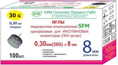 Купить иглы sfm для для инсулиновых инжекторов (пен ручек) 30g (0,30мм х 8мм) 100 шт в Ваде