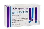 Купить циталопрам, таблетки, покрытые пленочной оболочкой 20мг, 30 шт в Ваде