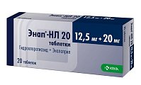 Купить энап-нл, таблетки 20мг+12,5мг, 20 шт в Ваде