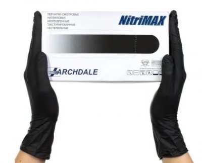 Купить перчатки archdale nitrimax смотровые нитриловые нестерильные неопудренные текстурные размер l, 50 пар, черные в Ваде