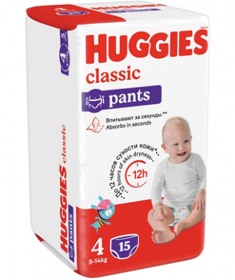 Купить huggies (хаггис) трусики-подгузники детские классик, размер 4, 9-14кг 15шт в Ваде