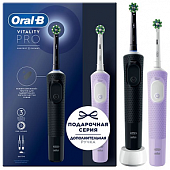Купить oral-b (орал-би) электрическая зубная щетка vitality pro тип 3708+дополнительная ручка+насадки 2шт, черная, сиреневая в Ваде