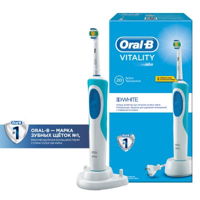 Купить орал-би (oral-b) электрическая зубная щетка vitality d12.513 3d white белый в подарочной упаковке (о в Ваде
