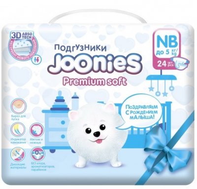 Купить joonies (джунис) подгузники детские, размер nb до 5 кг, 24 шт в Ваде
