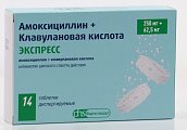 Купить амоксициллин+клавулановая кислота экспресс, таблетки диспергируемые 250мг+62,5мг, 14 шт в Ваде