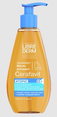 Купить librederm cerafavit (либридерм) масло липидовосстанавливающее для душа смягчающее с церамидами и пребиотиками, 200мл в Ваде