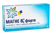 Купить магне b6 форте, таблетки, покрытые пленочной оболочкой, 100 мг+10 мг 40 шт в Ваде