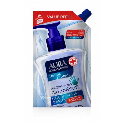 Купить aura (аура) дерма протект крем-мыло антибактериальное протект+ 500мл в Ваде