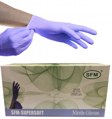 Купить перчатки sfm смотровые нестерильные нитриловые неопудрен текстурир размер l, 100 пар, фиолетовые в Ваде