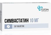 Купить симвастатин-озон, таблетки, покрытые пленочной оболочкой 10мг, 30 шт в Ваде