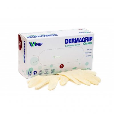 Купить перчатки dermagrip classic смотровые нестерильные латексные неопудрен размер s 50 пар в Ваде