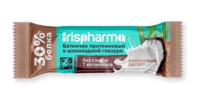 Купить ирисфарма (irispharma) батончик протеиновый 30% кокосовый десерт в шоколадной глазури, 40г бад в Ваде