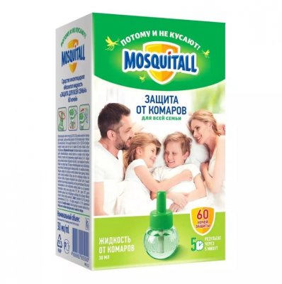 Купить mosquitall (москитолл) защита для взрослых жидкость к фумигатору 60ночей 30 мл в Ваде