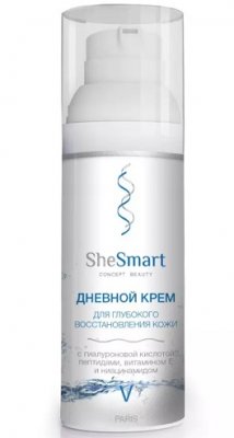 Купить shesmart (шисмарт) крем дневной для глубокого восстановления кожи с гиалуроновой кислотой, пептидами, ниацинамидом и витамином е, 50мл в Ваде
