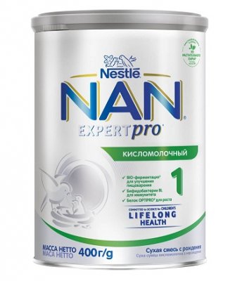 Купить nan 1 (нан) кисломолочный смесь сухая для детей с рождения, 400г в Ваде
