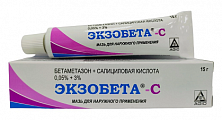 Купить экзобета-с, мазь для наружного применения 0,05%+3%, туба 15г в Ваде